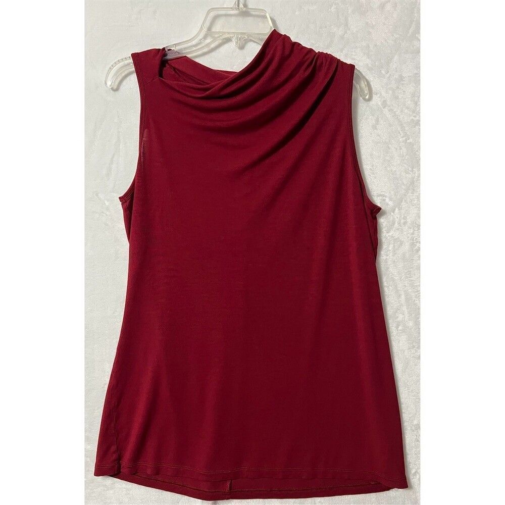 Cabi Blouse Womens XL Burgundy Sleeveless Draped Cowl Neck Knit Top